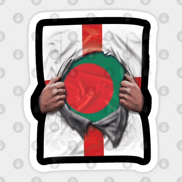 Bangladesh Flag English Flag Ripped Open - Gift for Bengali From Bangladesh Sticker by Country Flags